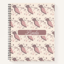 Cuaderno de notas Bohemian Birds Muted Pink Nombre
