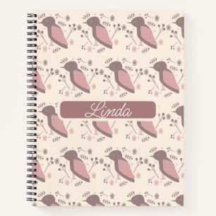 Cuaderno de notas Bohemian Birds Muted Pink Nombre
