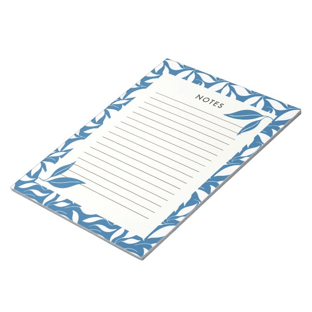 Cuaderno de notas botánico azul moderno (Lado Derecho)