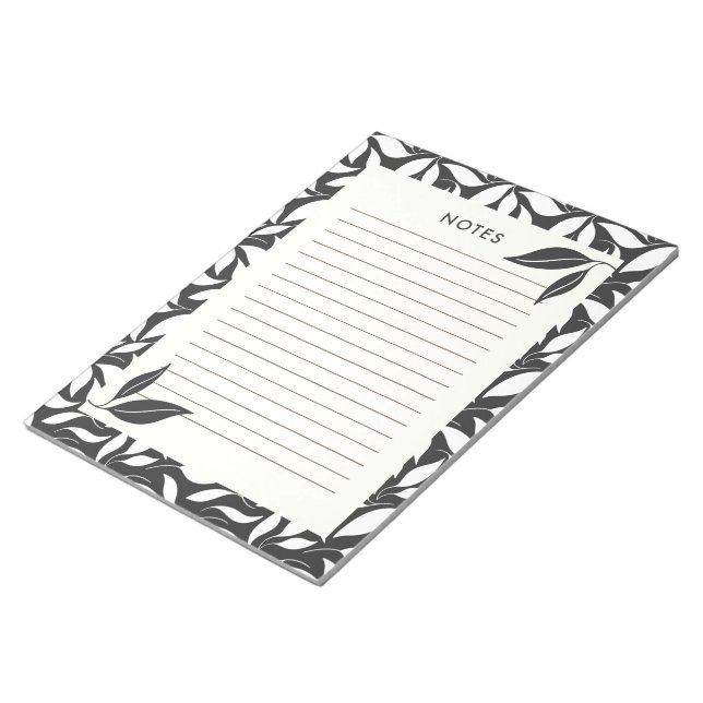 Cuaderno de notas botánico negro moderno (Lado Derecho)