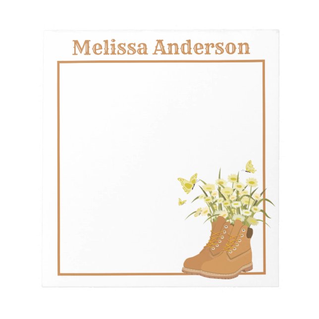 Cuaderno de notas Botas, Flores y Mariposas (Frente)