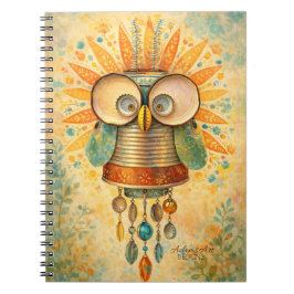 Cuaderno de notas caprichoso de búho steampunk – V