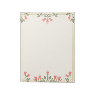 Cuaderno de notas con borde floral fucsia Art Nouv