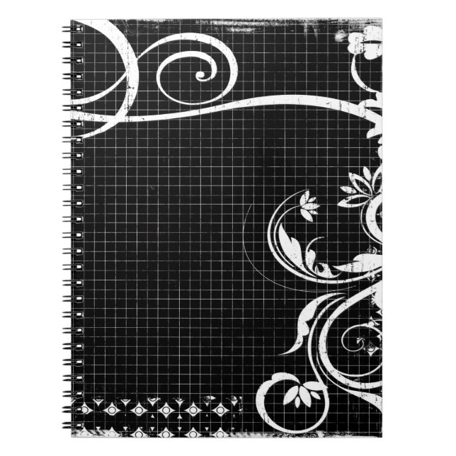 Cuaderno de notas con desbordamiento en blanco y n (Frente)
