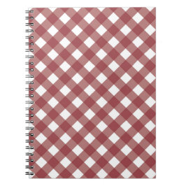 Cuaderno de notas con estampado de gingham granate
