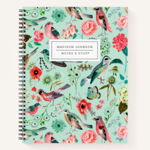 Cuaderno de notas con estampado total verde menta 
