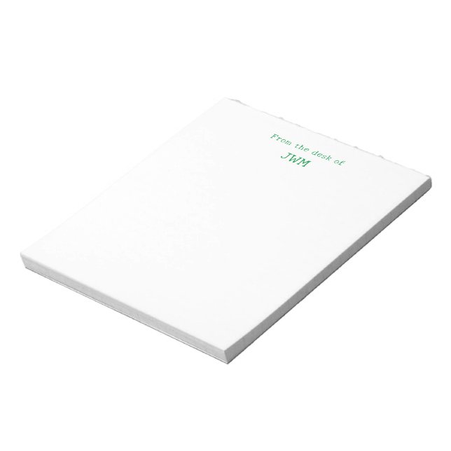 Cuaderno De Notas Con Iniciales De Monograma Verde (Lado Izquierdo)