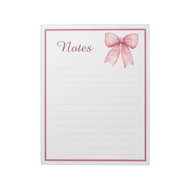 Cuaderno de notas con lazo de cinta rosa coqueta (Lado Izquierdo)