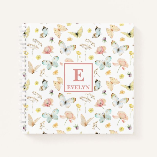 Cuaderno de notas con monograma de mariposas (Anverso)