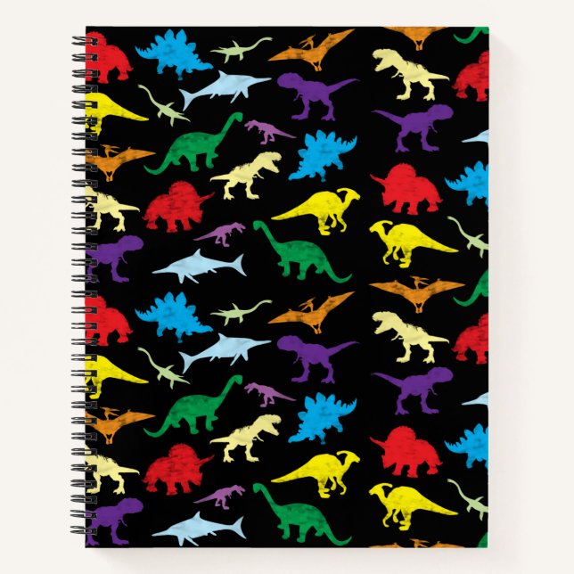 Cuaderno de notas con patrón de acuarela de dinosa (Anverso)