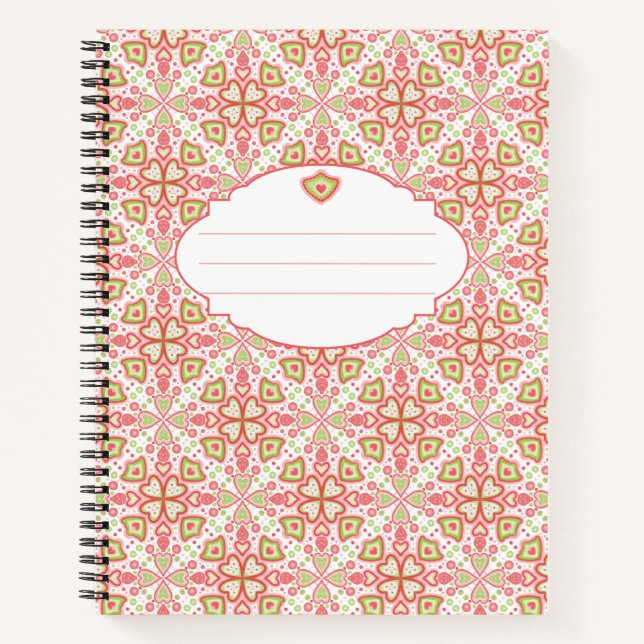 Cuaderno de notas con patrón de corazón – Personal (Anverso)