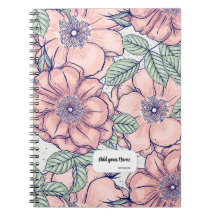 Cuaderno de notas con patrón de flores rosas PERSO