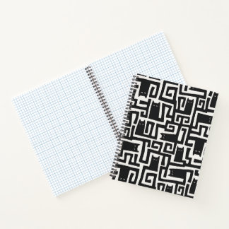 Cuaderno de notas con patrón de gato negro abstrac