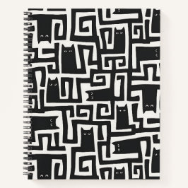 Cuaderno de notas con patrón de gato negro abstrac