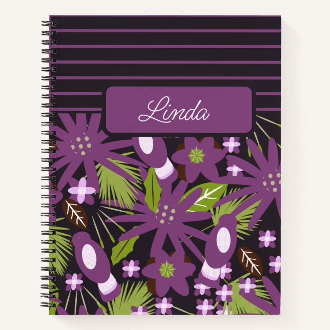 Cuaderno de notas con patrón de pájaros de la selv (Anverso)
