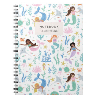 Cuaderno de notas con patrón de sirena caprichosa 