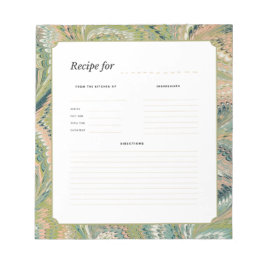 Cuaderno de notas con receta de papel mármol antig