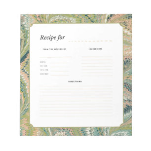 Cuaderno de notas con receta de papel mármol antig