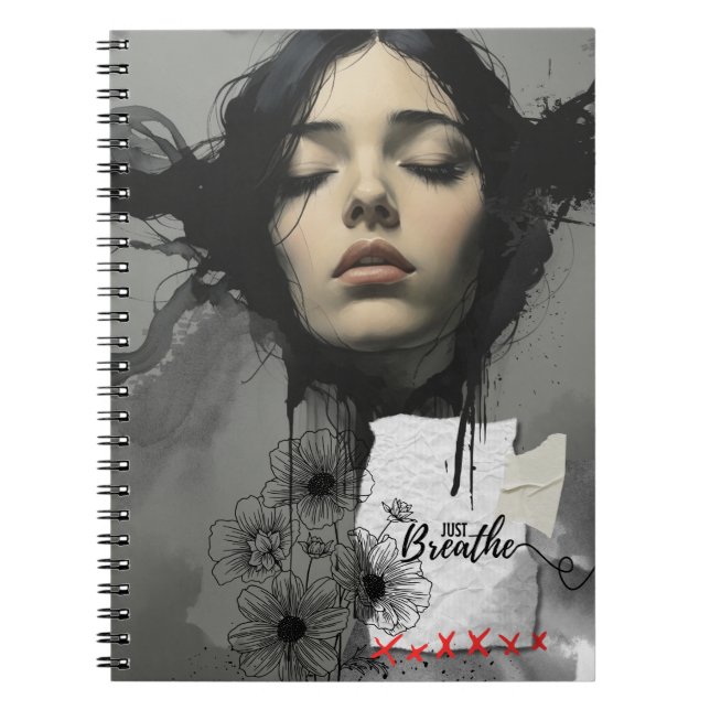 Cuaderno de notas con retrato de tinta moderna Res (Frente)