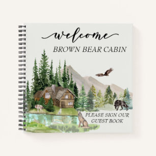Cuaderno de notas de alquiler de cabaña de bosque