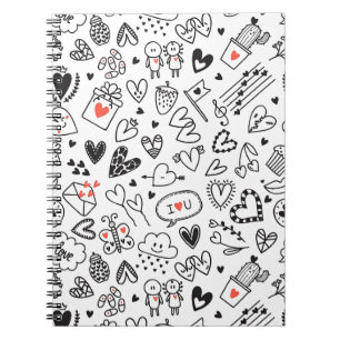 Cuaderno de notas de amor con garabatos lindos