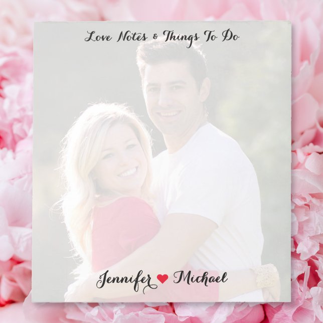 Cuaderno de notas de amor personalizadas con foto  (Custom Couple Photo Love Notes To Do List Notepad)