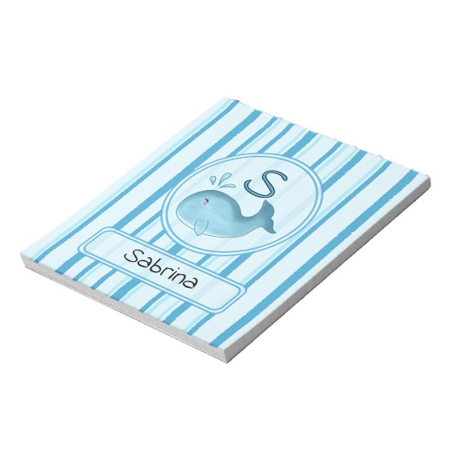 Cuaderno de notas de ballenato azul con rayas lind (Lado Izquierdo)