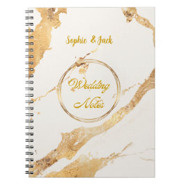 Cuaderno de notas de boda de mármol dorado elegant