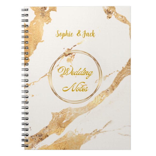 Cuaderno de notas de boda de mármol dorado elegant (Frente)