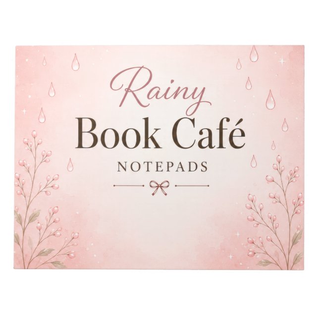 Cuaderno de notas de café lluvioso y libros (Frente)