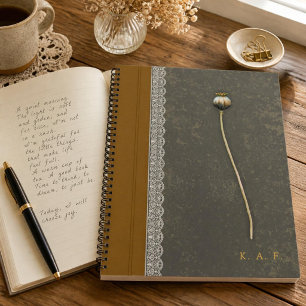 Cuaderno de notas de campo de cuero falso y encaje