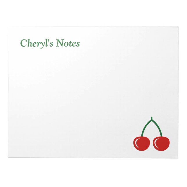 Cuaderno de notas de cerezas rojas grandes con nom (Frente)