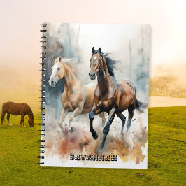 Cuaderno de notas de espiral de caballos salvajes 