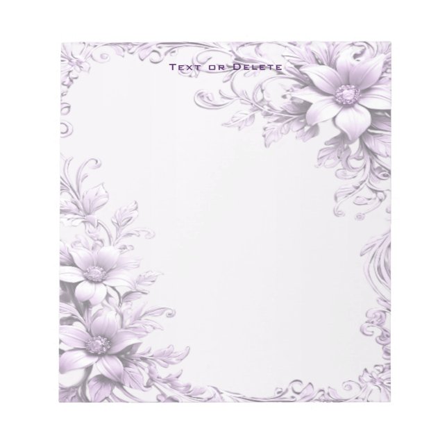 Cuaderno de notas de flores moradas con estilo (Frente)