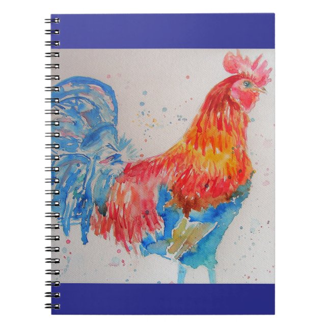 Cuaderno de notas de gallo acuarela gallina niños  (Frente)