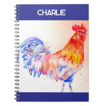 Cuaderno de notas de gallo gallina acuarela niños 