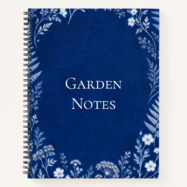 Cuaderno de notas de jardín azul botánico
