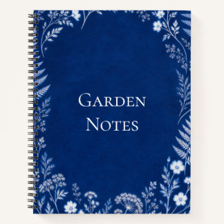 Cuaderno de notas de jardín azul botánico
