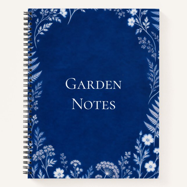 Cuaderno de notas de jardín azul botánico (Anverso)
