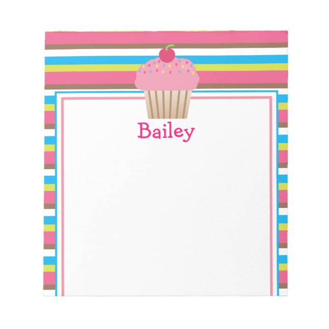 Cuaderno de notas de magdalena a rayas dulce (Frente)