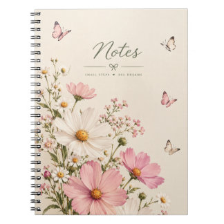Cuaderno de notas de mariposa floral rosa –