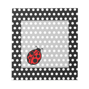 Cuaderno de notas de mariquita con lunares negros