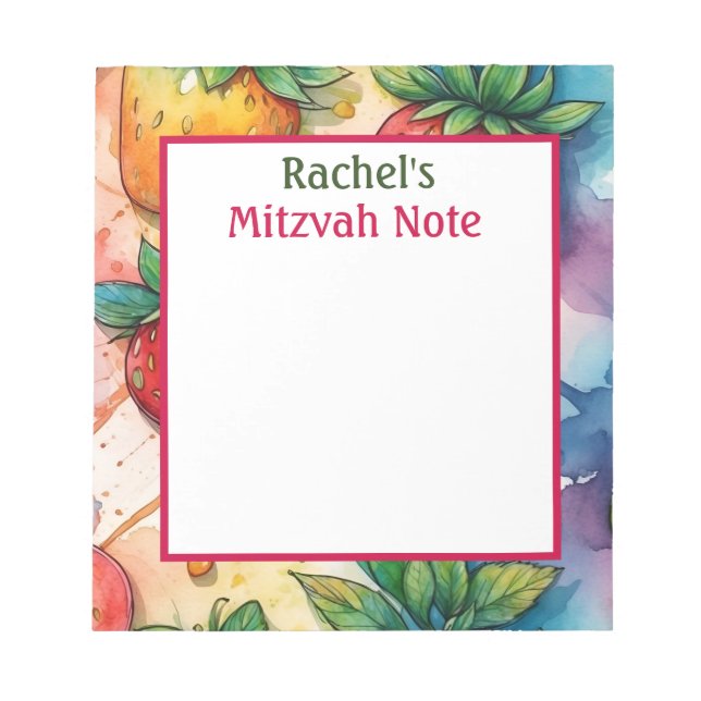 Cuaderno de notas de Mitzvah de Fresas Arcoíris pa (Frente)