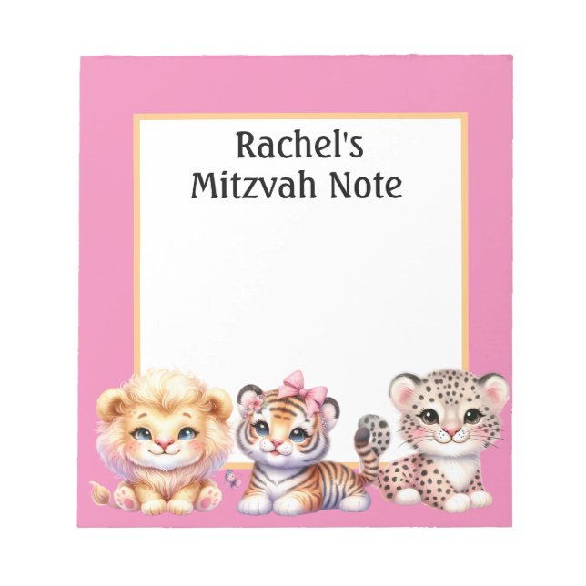 Cuaderno de notas de Mitzvah para niñas con animal (Frente)