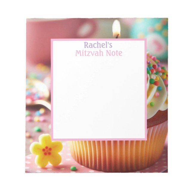 Cuaderno de notas de Mitzvah para niñas Cupcake (Frente)