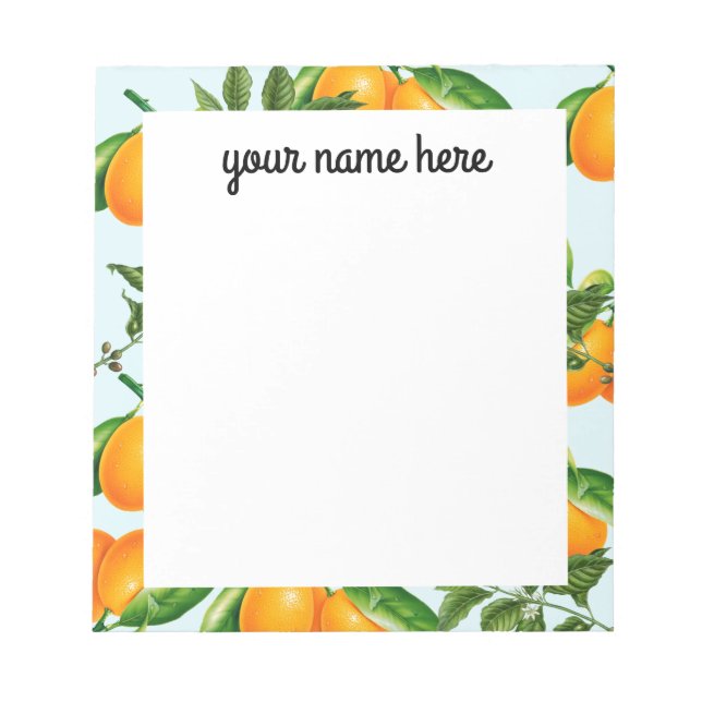 Cuaderno de notas de naranjas personalizadas (Frente)