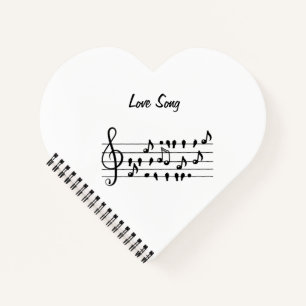 Cuaderno de notas de pájaro de canción de amor neg