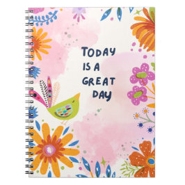 Cuaderno de notas de pájaros y flores