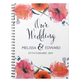 Cuaderno de notas de reloj floral de acuarela de m