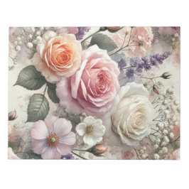Cuaderno de notas de rosas rosadas y blancas elega